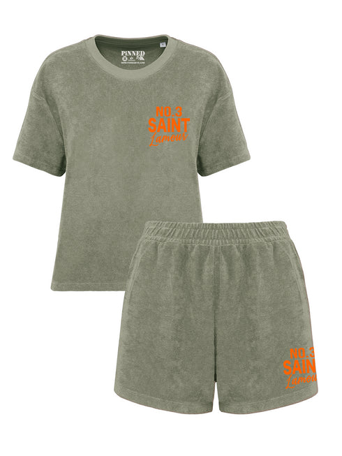 Set Badstof Saint L'amour Velvet Neon Orange - Sage Green